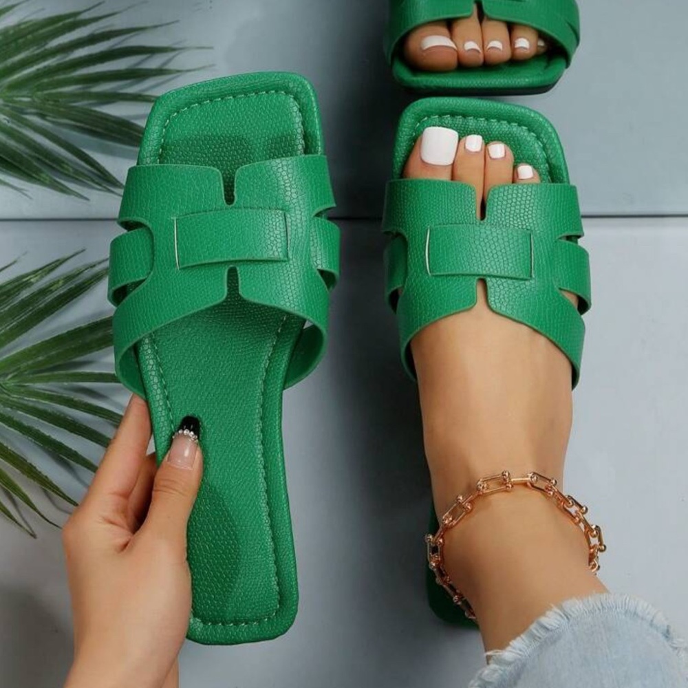 Green Women's Slide Sandals
